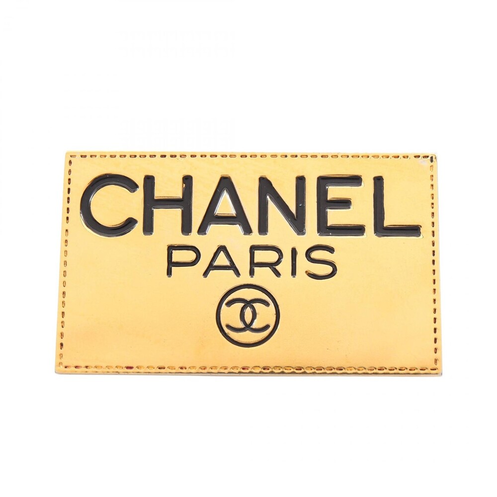 Chanel Logo Plate Brooch Pin Gold #334815C48B